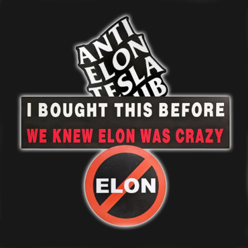 TAPTES®  3Pack Anti Elon Bumper Stickers, I Bought This Before We Knew Elon was Crazy, Anti Elon Te-SLA Club, No Elon, Waterproof Window Car Stickersfor Tesla Model 3 / Y / S / X / Cybertruck/Model Y Juniper，Set of 3