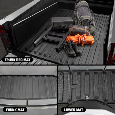 TAPTES® All-Weather Floor Mats for 2024 2025 Tesla Cybertruck, Waterproof Frunk/Trunk/Rear Mat for Tesla Cybertruck