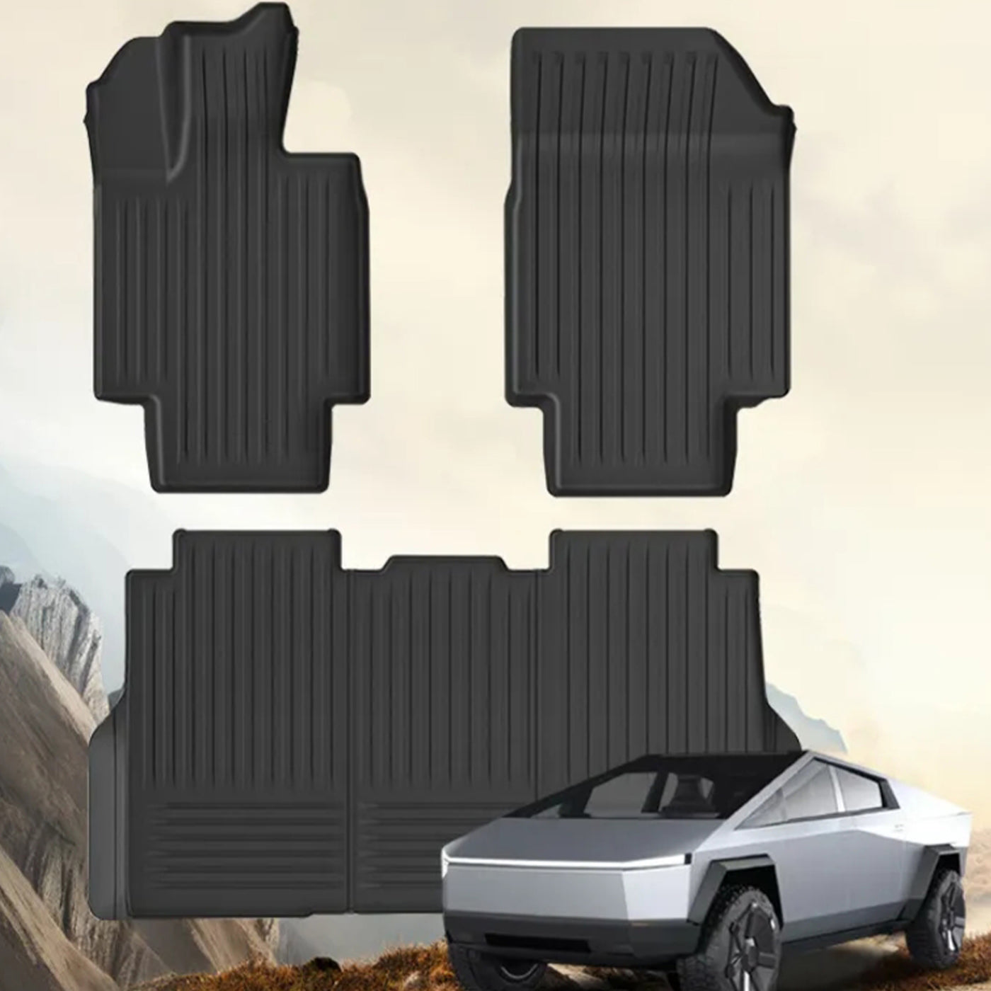 TAPTES® All-Weather Floor Mats for 2024 2025 Tesla Cybertruck, Waterproof Frunk/Trunk/Rear Mat for Tesla Cybertruck