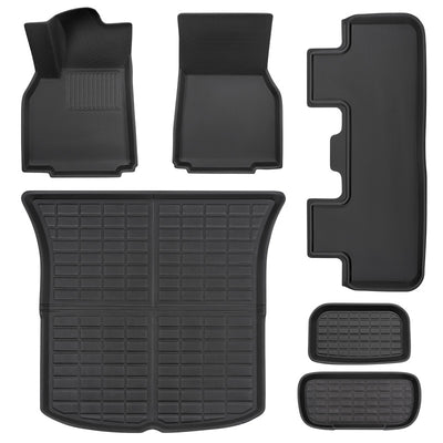 B&A Unique All-Weather Floor Mats For Tesla Model Y 2020-2025 - 6 Piece TPE Protection Set