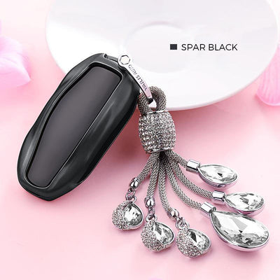 Crystal Bling Chain Key Fob Cover for Tesla Model 3 Model Y Model S