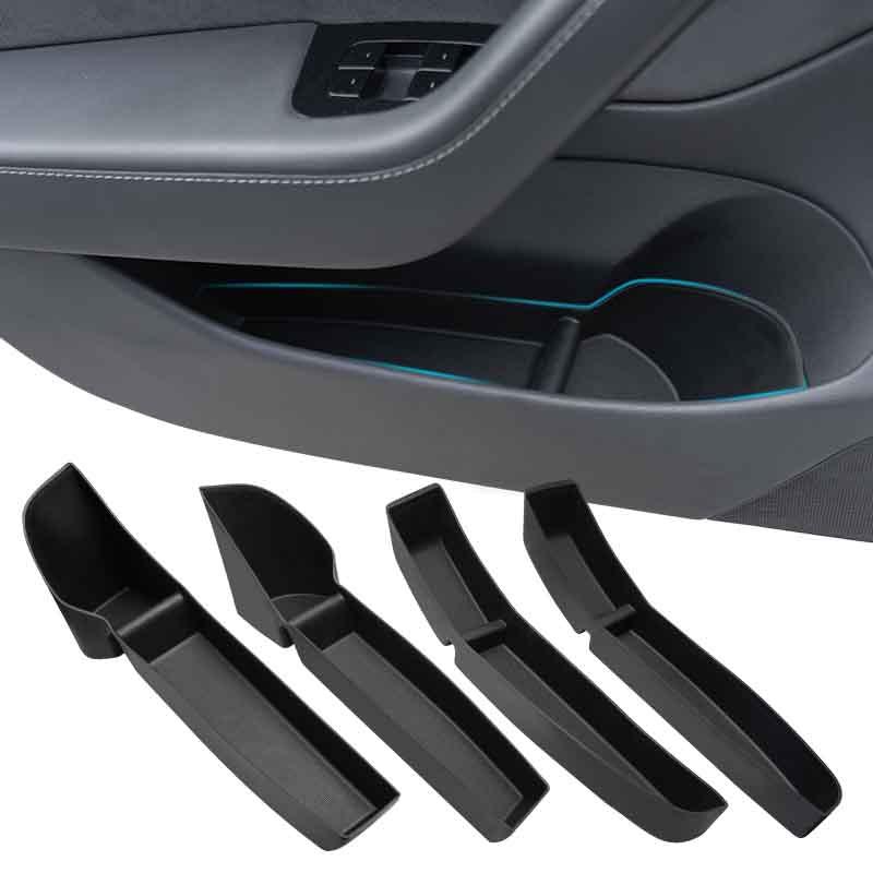 YHTAUTO 4 Pcs Door Side Storage Box Fit for Tesla Model 3 2017-2020, Car Door Organizer Tray Handle Protector for Front Rear Door - Matt Black