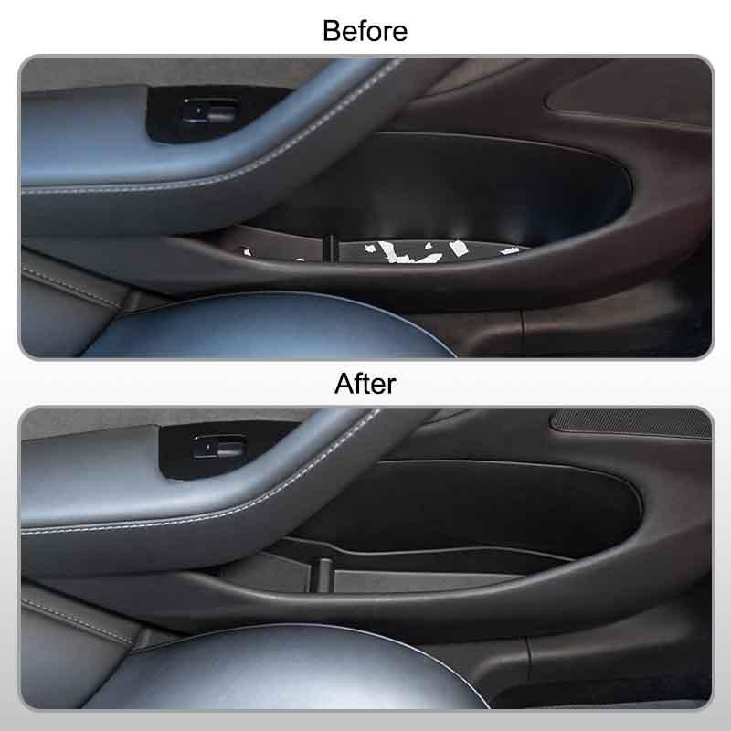 TAPTES® Door Side Storage Box for Tesla Model Y Model 3 2021-2023 2024, Door Side TPE Storage Tray Organizer