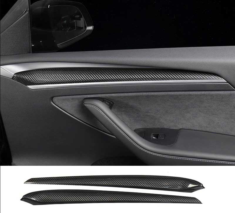 TAPTES Carbon Fiber Style Door Inner Panel Trim for Model Y Model 3 2021-2023 2024