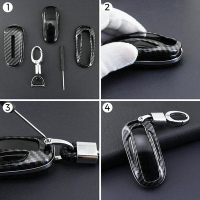 Carbon Fiber Style Alloy Car Key Fob for Tesla Model X