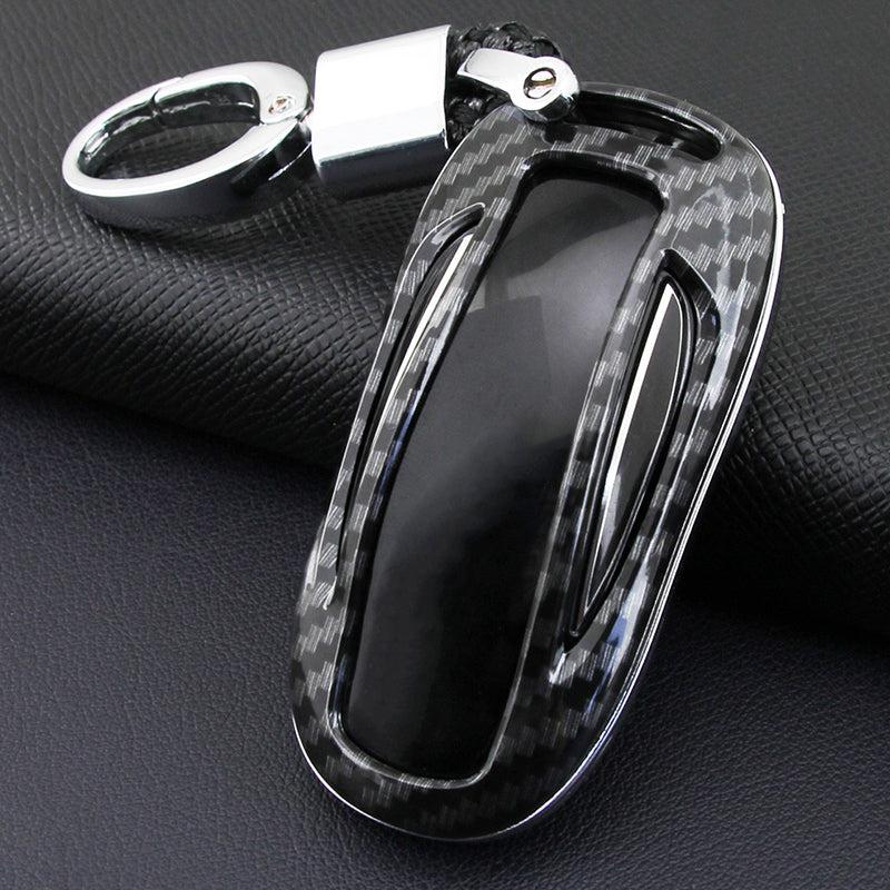 Carbon Fiber Style Alloy Car Key Fob for Tesla Model X