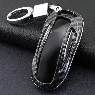 Carbon Fiber Style Alloy Car Key Fob for Tesla Model X