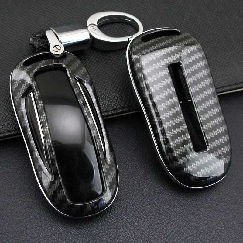 Carbon Fiber Style Alloy Car Key Fob for Tesla Model X