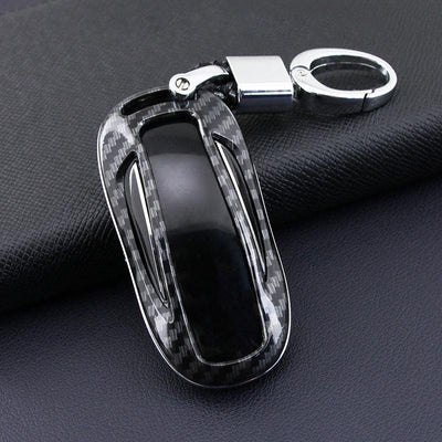 Carbon Fiber Style Alloy Car Key Fob for Tesla Model X