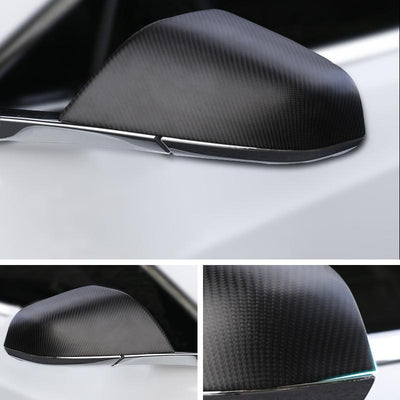 Pack of 2pcs Carbon Fiber Side Mirror Covers Cap for Model S - TAPTES