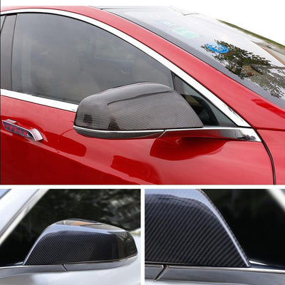 Pack of 2pcs Carbon Fiber Side Mirror Covers Cap for Model S - TAPTES