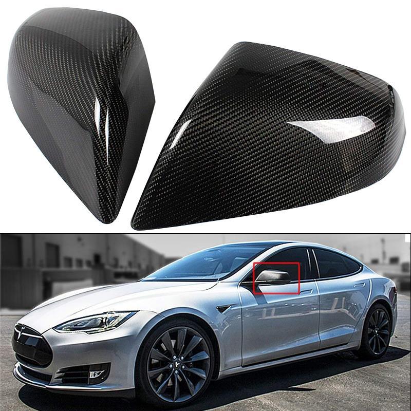 Pack of 2pcs Carbon Fiber Side Mirror Covers Cap for Model S - TAPTES