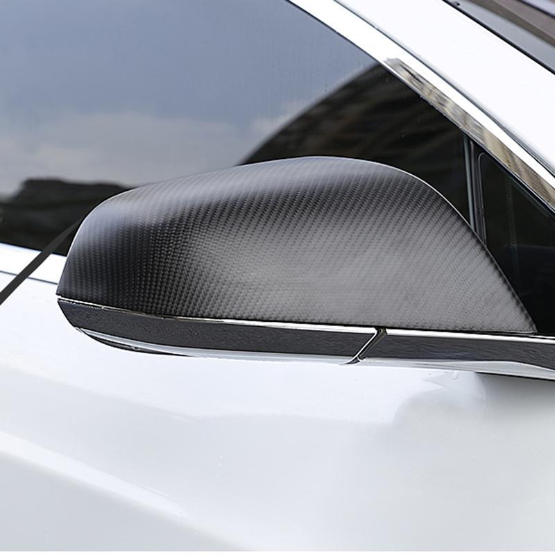Pack of 2pcs Carbon Fiber Side Mirror Covers Cap for Model S - TAPTES