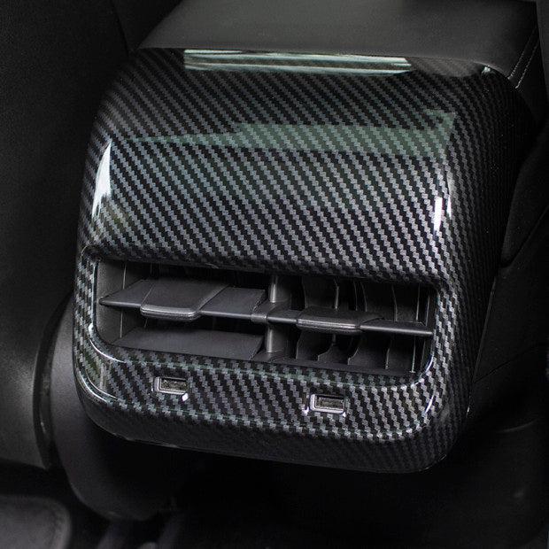 Rear Air Vent Carbon Fiber Style Frame Cover for Tesla Model 3 - TAPTES