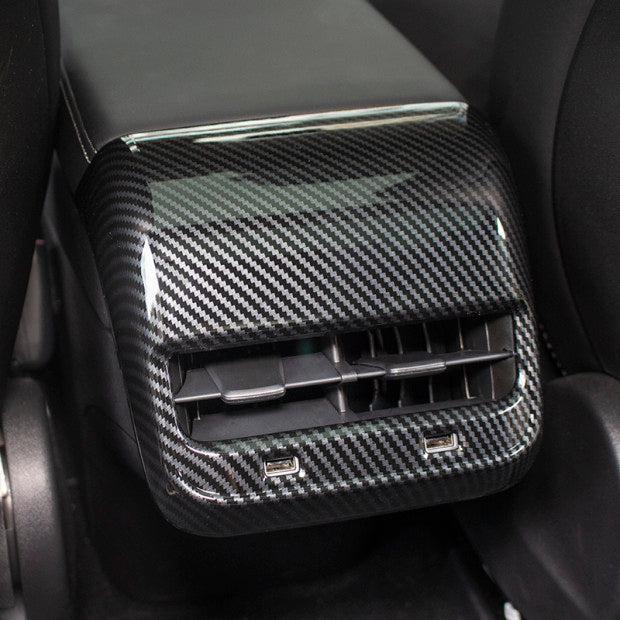 Rear Air Vent Carbon Fiber Style Frame Cover for Tesla Model 3 - TAPTES