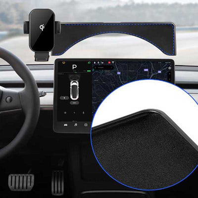 TAPTES Cell Phone Holder with Wireless Charging & Storage Organizer for Tesla Model 3/Y 2021-2025