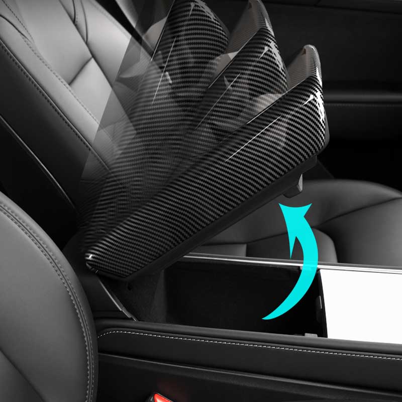 TAPTES® Carbon Fiber Center Armrest Cover for Tesla Model 3 Model Y 2021 2022 2023 2024