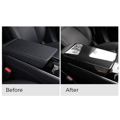 TAPTES® Carbon Fiber Center Armrest Cover for Tesla Model 3 Model Y 2021-2025