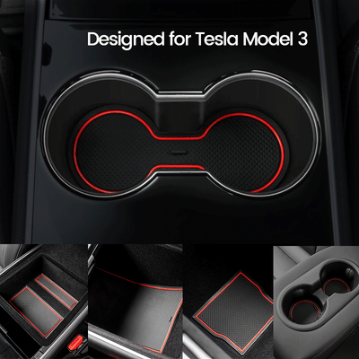 TAPTES Center Console Cup Holder Liners for Tesla Model 3 2017 -2020, set of 7