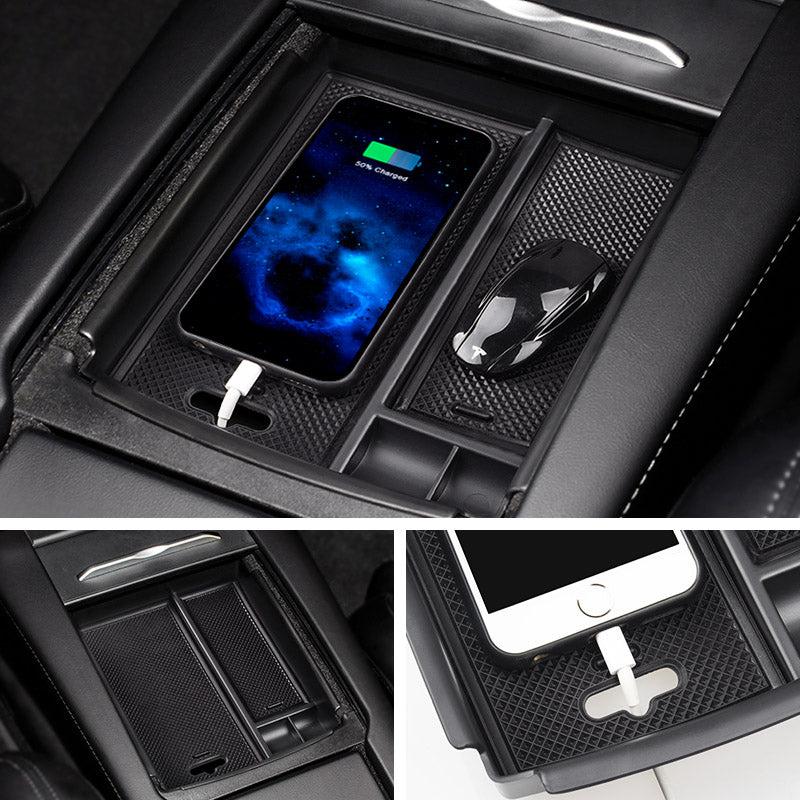 Center Console Storage Box with USB Hole for Model S - TAPTES