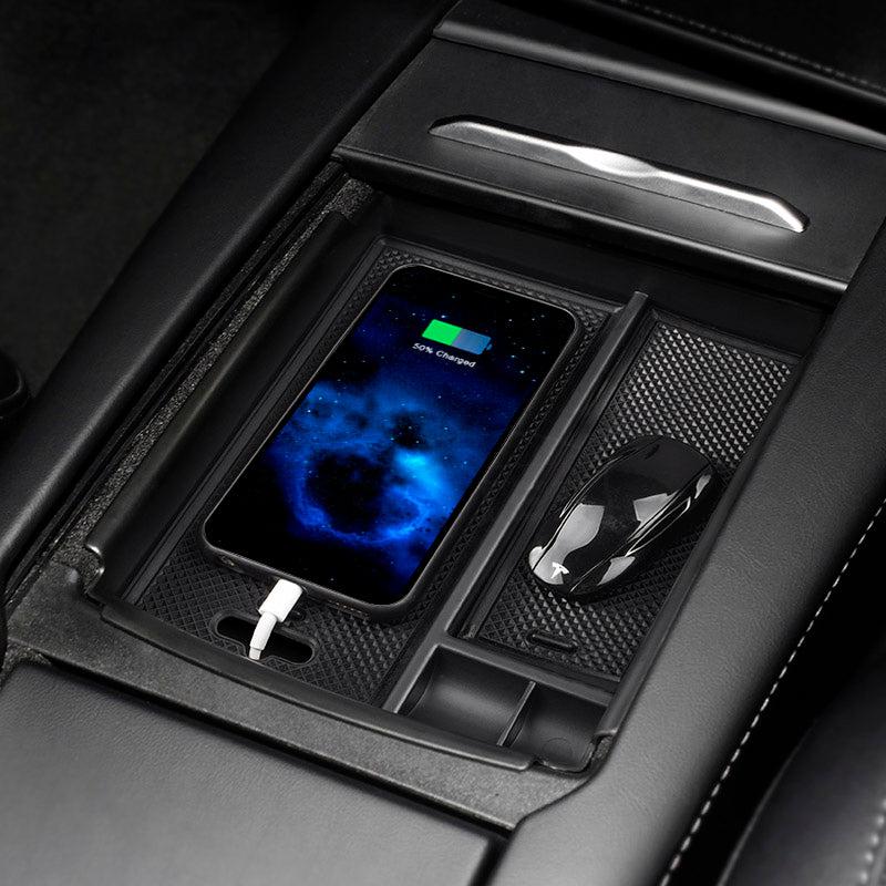 Center Console Storage Box with USB Hole for Model S - TAPTES
