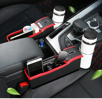 TAPTES Console Side Seat Organizer with Foldable Cup Holder for Tesla Model X