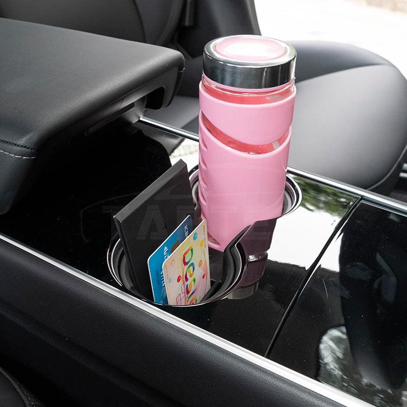 TAPTES Cup Holder Insert with Card Slots for Tesla Model 3, Model Y