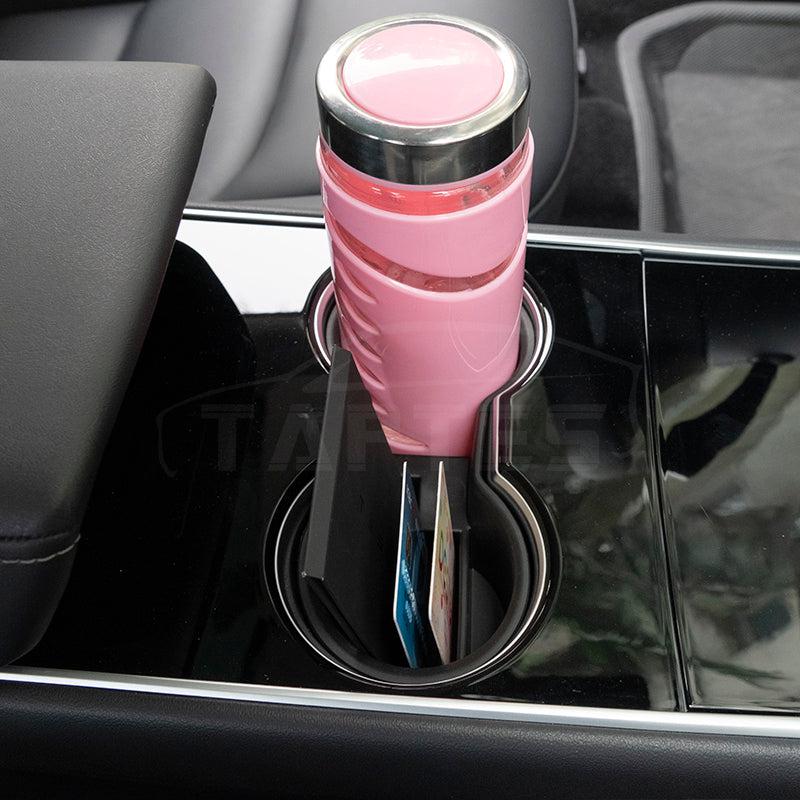 TAPTES Cup Holder Insert with Card Slots for Tesla Model 3, Model Y