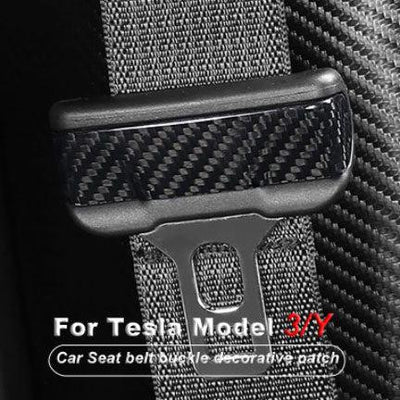 TAPTES® Rear Carben Fiber  Cover Driving Seat Belt Decorative Patch for Tesla Model 3 Model Y, Set of 2