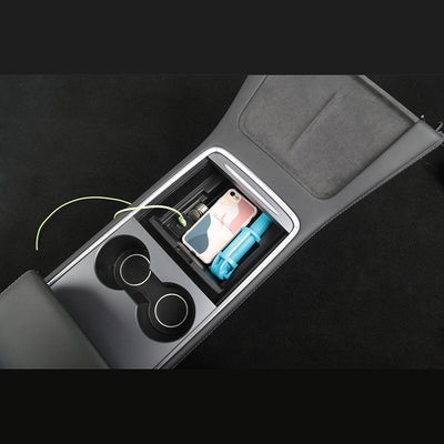 TAPTES Refresh Center Console Storage Box with USB Port for 2021 Model Y Model 3