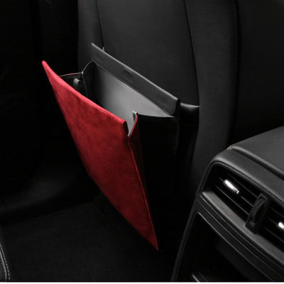 TAPTES Alcantara Foldable Seat Back Magnetic Garbage Bag for Tesla Model S/3/X/Y