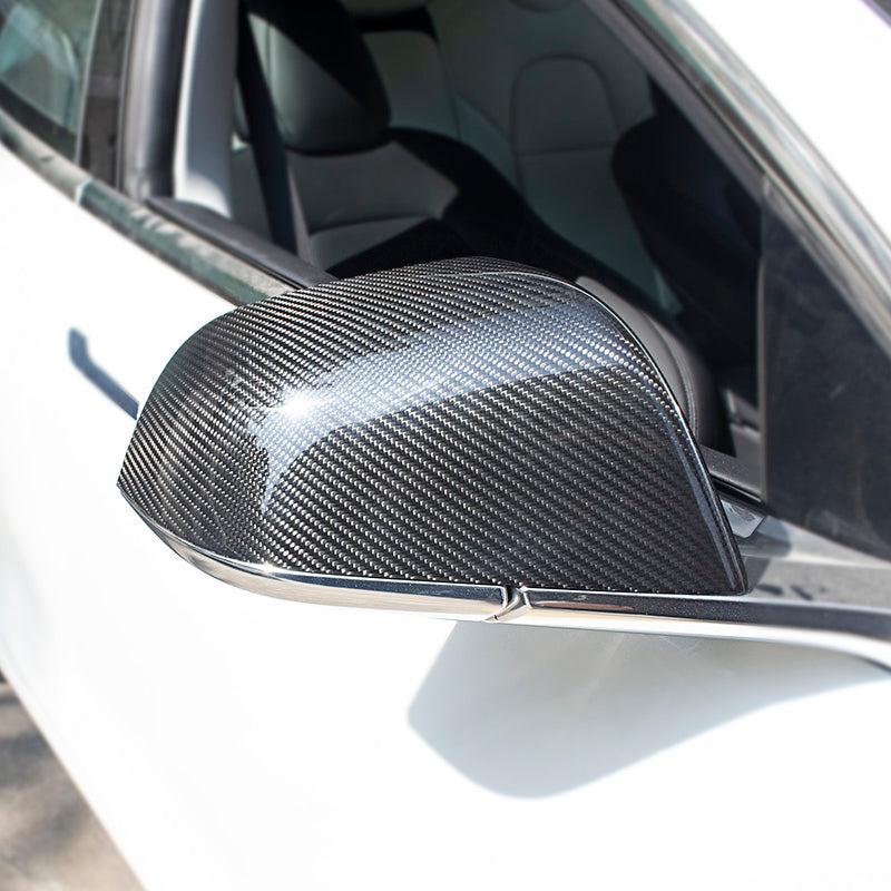 TAPTES Carbon Fiber Side Mirror Covers for Tesla Model 3 2017-2023 2024