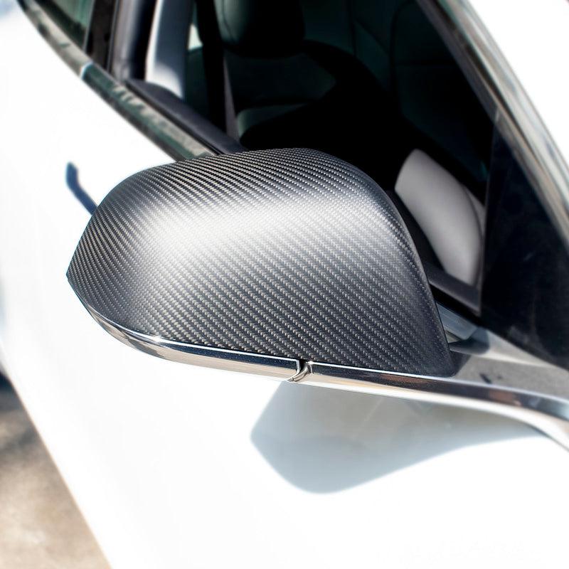 TAPTES Carbon Fiber Side Mirror Covers for Tesla Model 3 2017-2023 2024