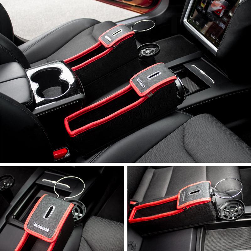 Car Seat Slit Gap Storage Box with Foldable Cup Holder for Model S - TAPTES