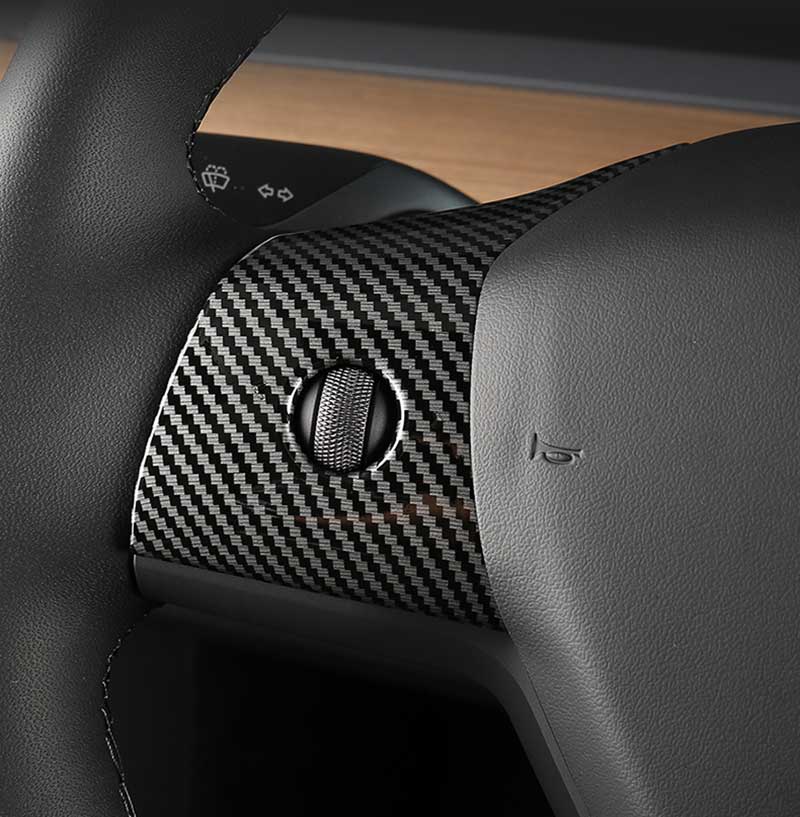 For Tesla Model 3 Car Carbon Fiber Steering Wheel Decoration Cover Sticker  17-18