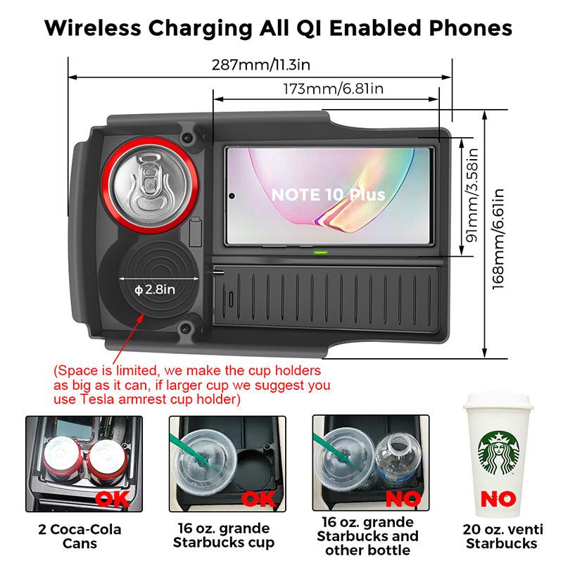 TAPTES T-Box Wireless Phone Charging Organizer with Cup Holder for