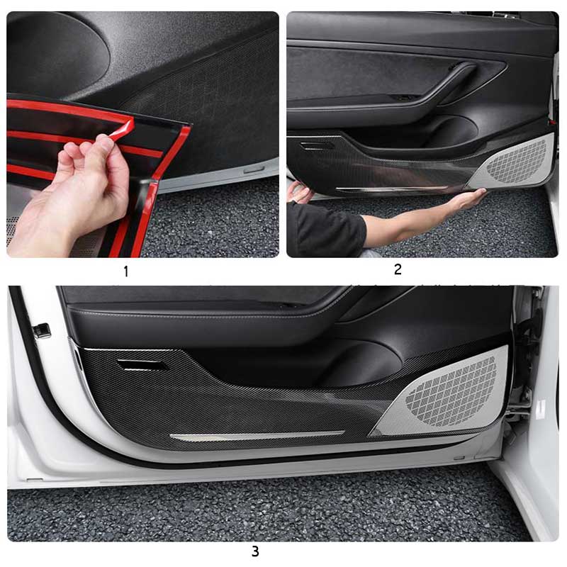 TAPTES® Carbon Fiber Door Antit Kick Guard Panel/Protector Cover for Tesla  Model 3 Model Y