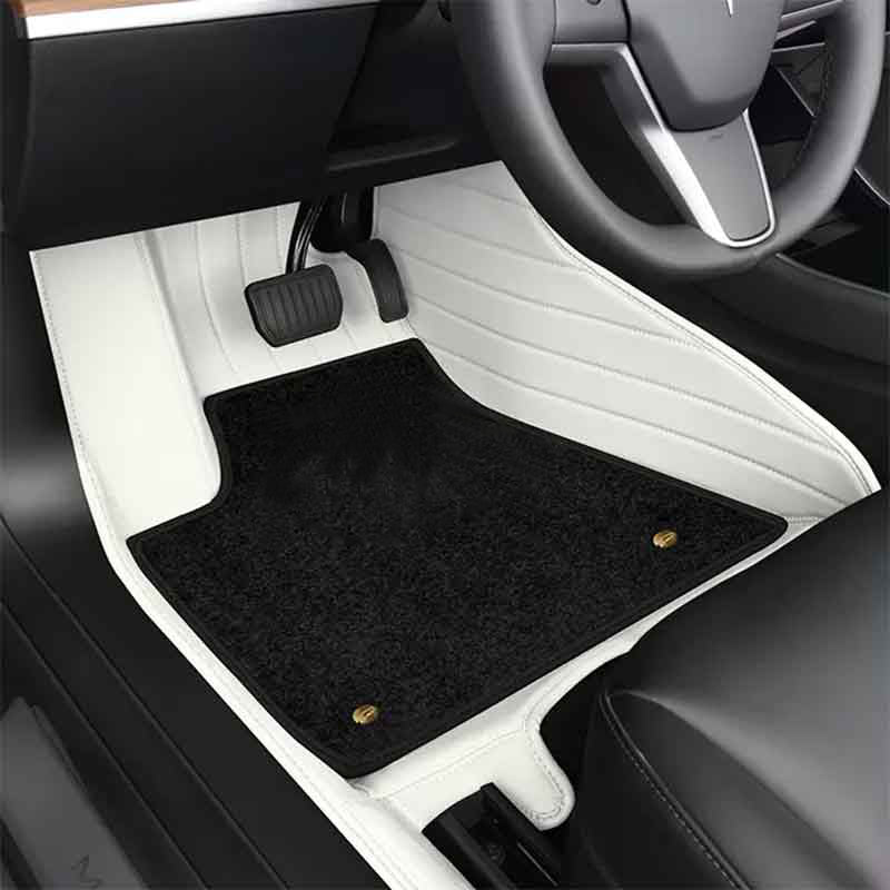 TAPTES Premium Leather Floor Mats Fully Covered by Double-Layer Floor Liner  for Model Y 2020-2023
