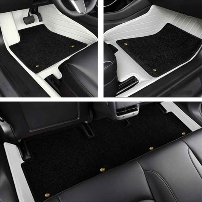 TAPTES Premium Leather Floor Mats Fully Covered by Double-Layer Floor Liner for Model Y 2020-2023 2024