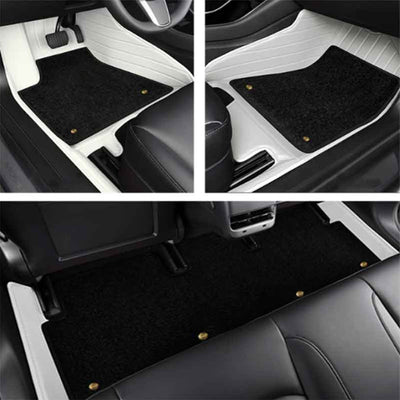 TAPTES Premium Leather Floor Mats Fully Covered by Double-Layer Floor Liner  for Model Y 2020-2023