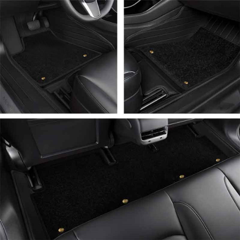 TAPTES Premium Leather Floor Mats Fully Covered by Double-Layer Floor Liner  for Model Y 2020-2023