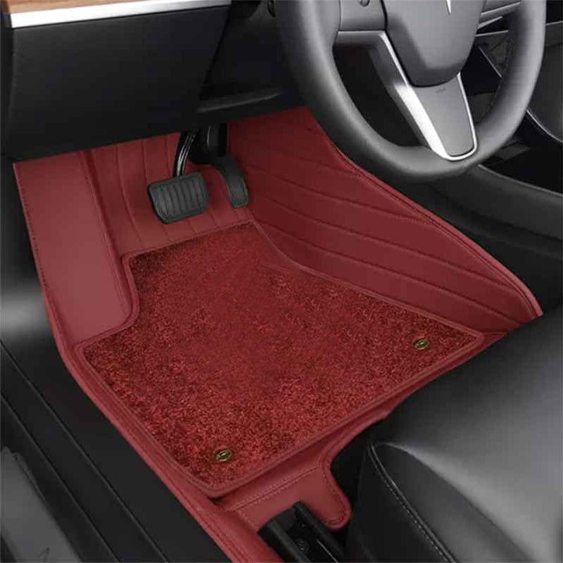 TAPTES Premium Leather Floor Mats Fully Covered by Double-Layer Floor Liner for Model Y 2020-2023 2024