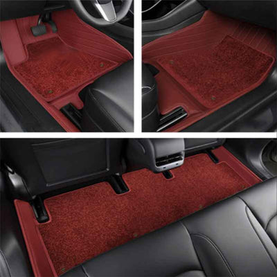 TAPTES Premium Leather Floor Mats Fully Covered by Double-Layer Floor Liner  for Model Y 2020-2023