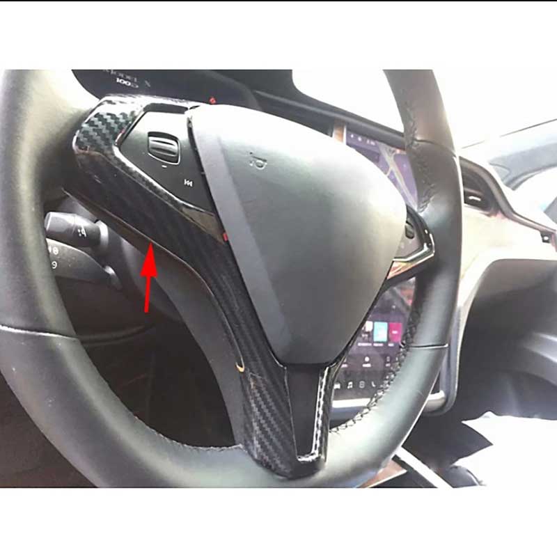 Glossy Carbon Fiber Steering Wheel Cover Trim for Model S 2019-2022 2023 2024 2025