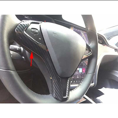 Glossy Carbon Fiber Steering Wheel Cover Trim for Model S 2019-2022 2023 2024