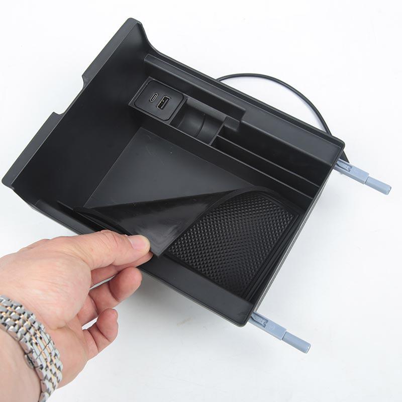 TAPTES Refresh Center Console Storage Box with USB Port for 2021 Model Y Model 3