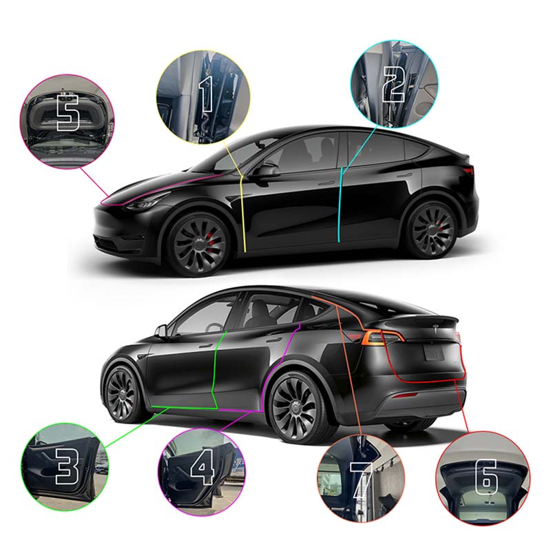 TAPTES Car Door Noise Reduction Kit Protection Kit for Tesla Model S 3 X Y Set of 7