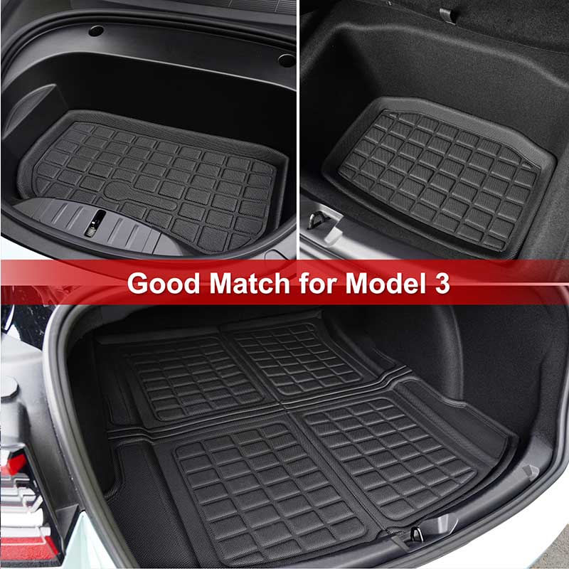 TAPTES Floor Mats for Right-Hand Drive Tesla Model 3 2021-2023 2024, Rear &  Front Trunk Mats, Set of 6