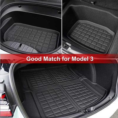 TAPTES Floor Mats for Right-Hand Drive Tesla Model 3 2021-2023 2024, Rear & Front Trunk Mats, Set of 6