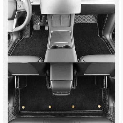TAPTES Leather and Carpet Floor Mats for Tesla Model Y 5 Seaters